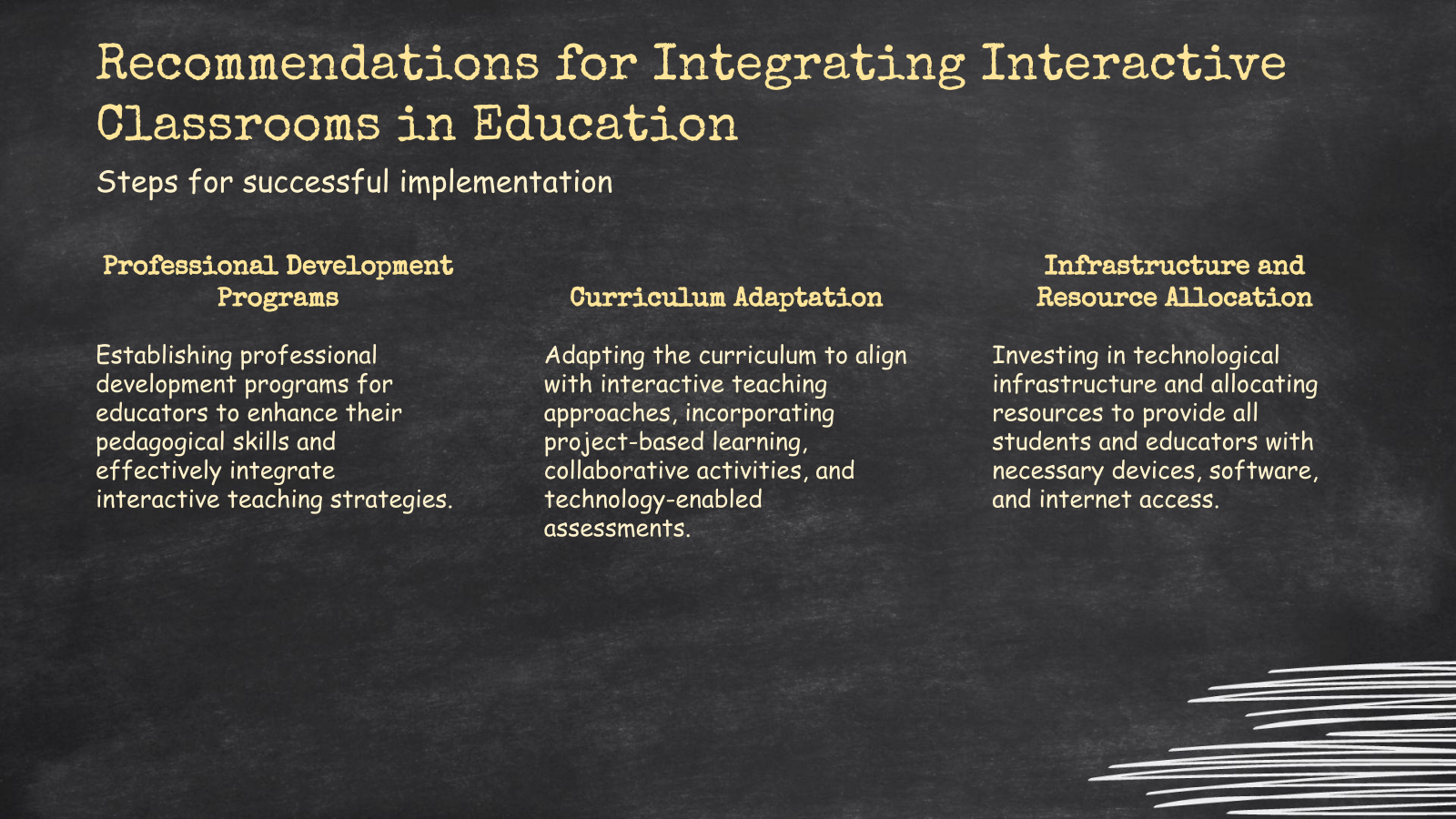Recommendations for Integrating Interactive Classrooms in Education