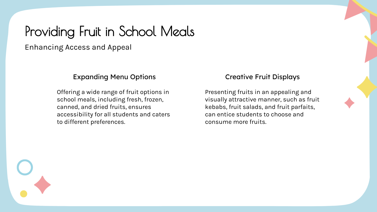Providing Fruit in School Meals