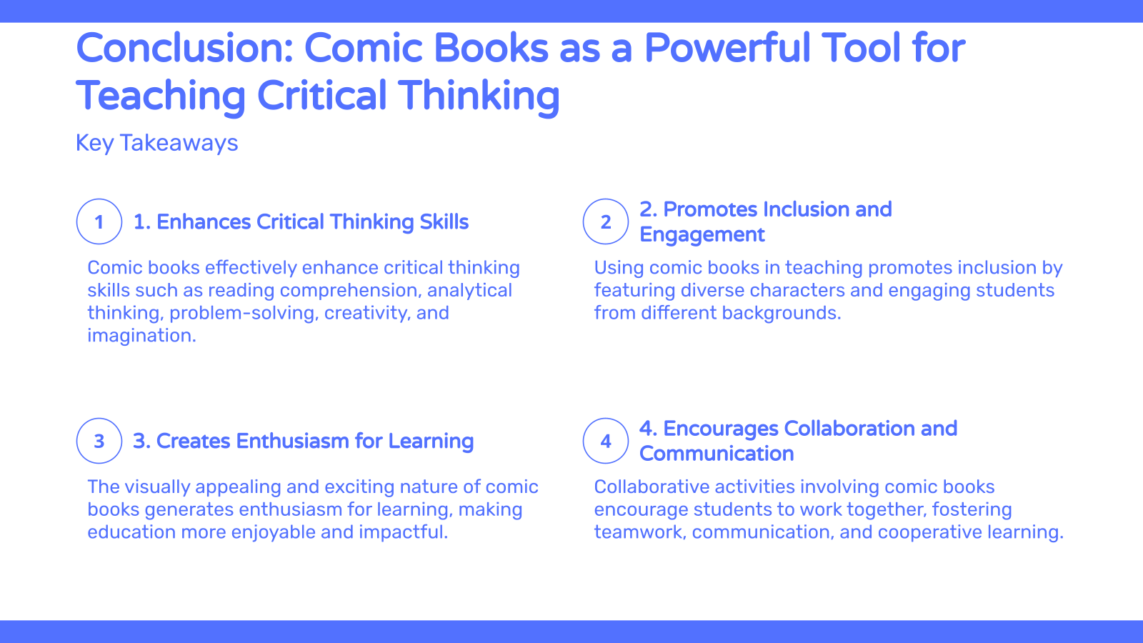 Conclusion: Comic Books as a Powerful Tool for Teaching Critical Thinking