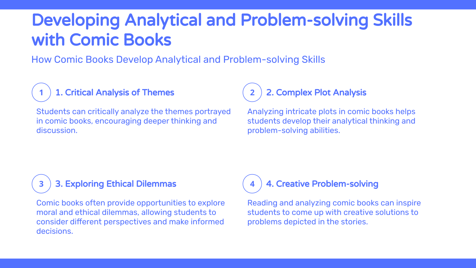 Developing Analytical and Problem-solving Skills with Comic Books
