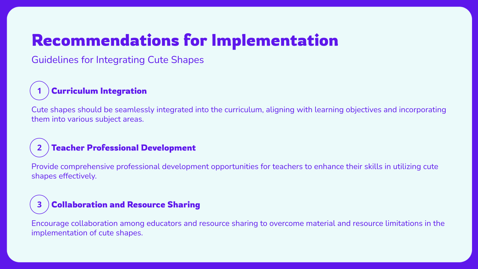 Recommendations for Implementation