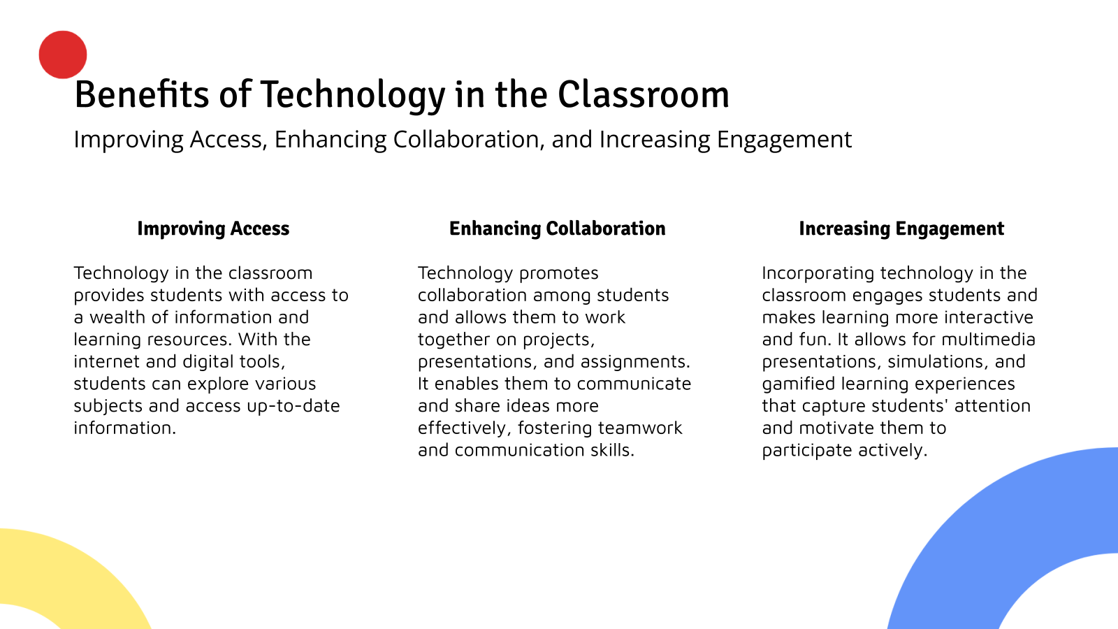 Benefits of Technology in the Classroom
