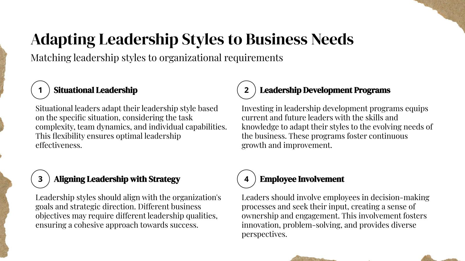 Adapting Leadership Styles to Business Needs