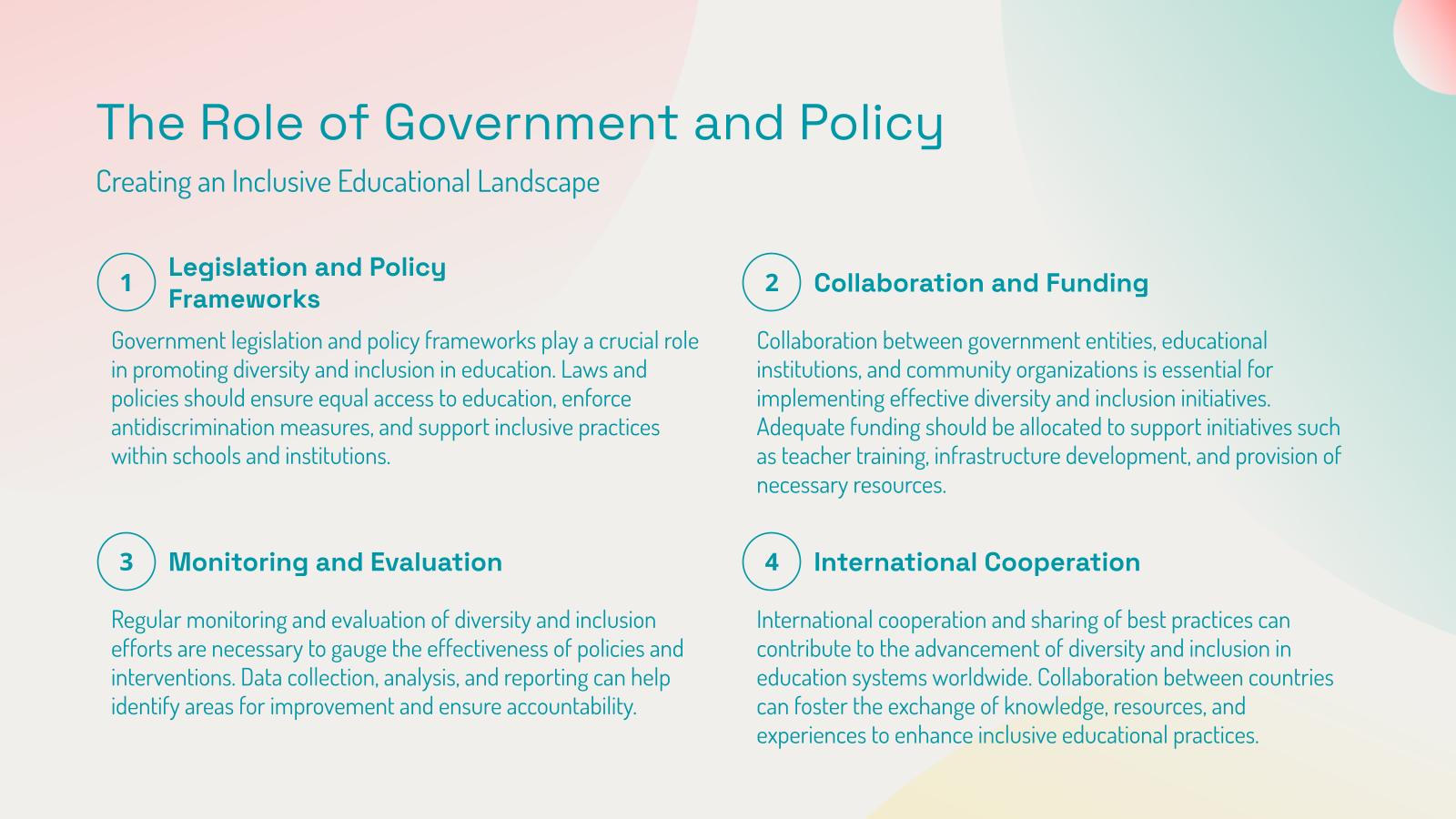 The Role of Government and Policy