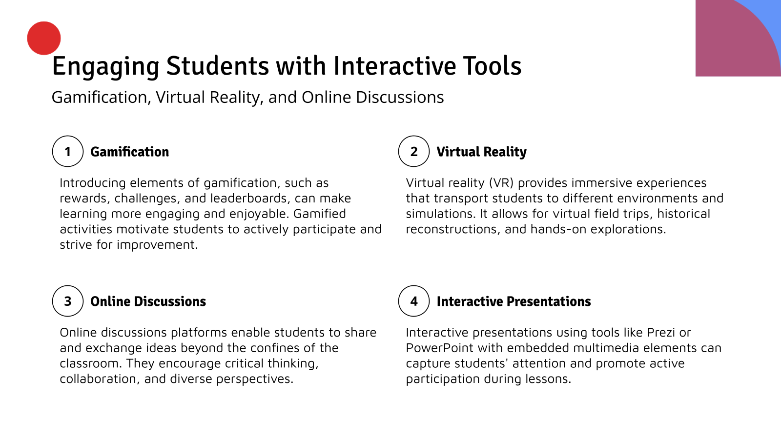 Engaging Students with Interactive Tools