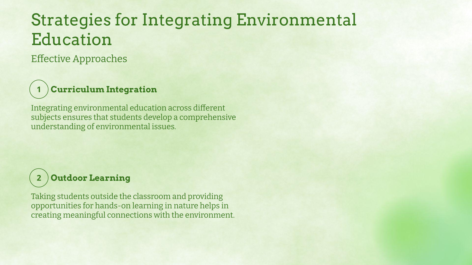 Strategies for Integrating Environmental Education