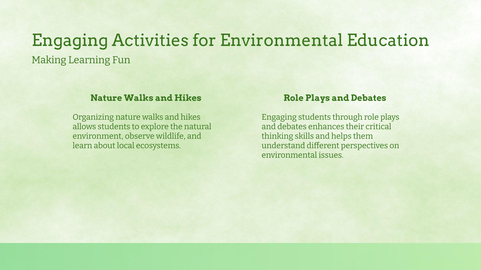 Engaging Activities for Environmental Education