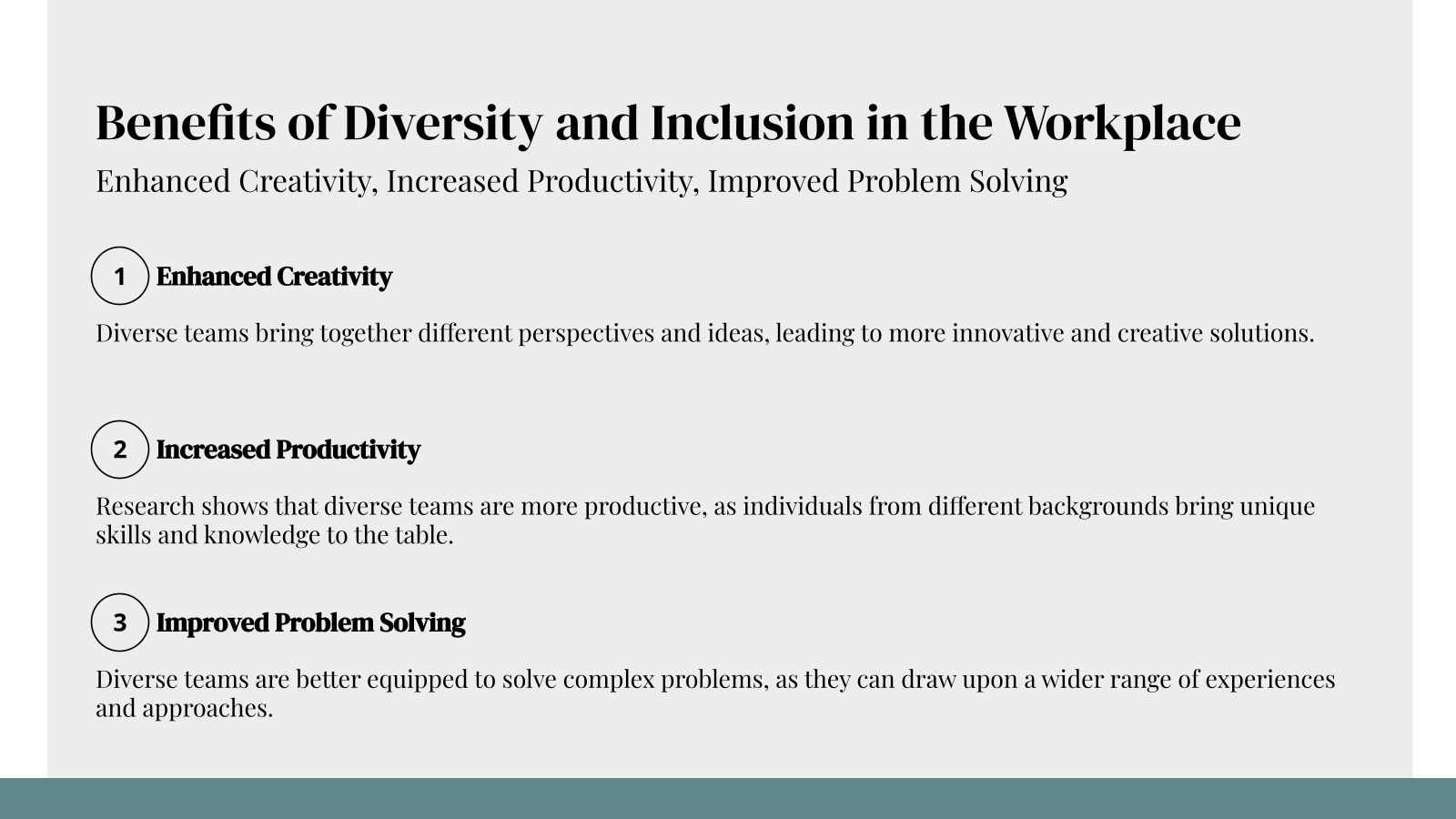 Benefits of Diversity and Inclusion in the Workplace