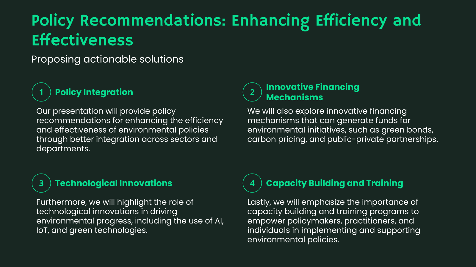 Policy Recommendations: Enhancing Efficiency and Effectiveness