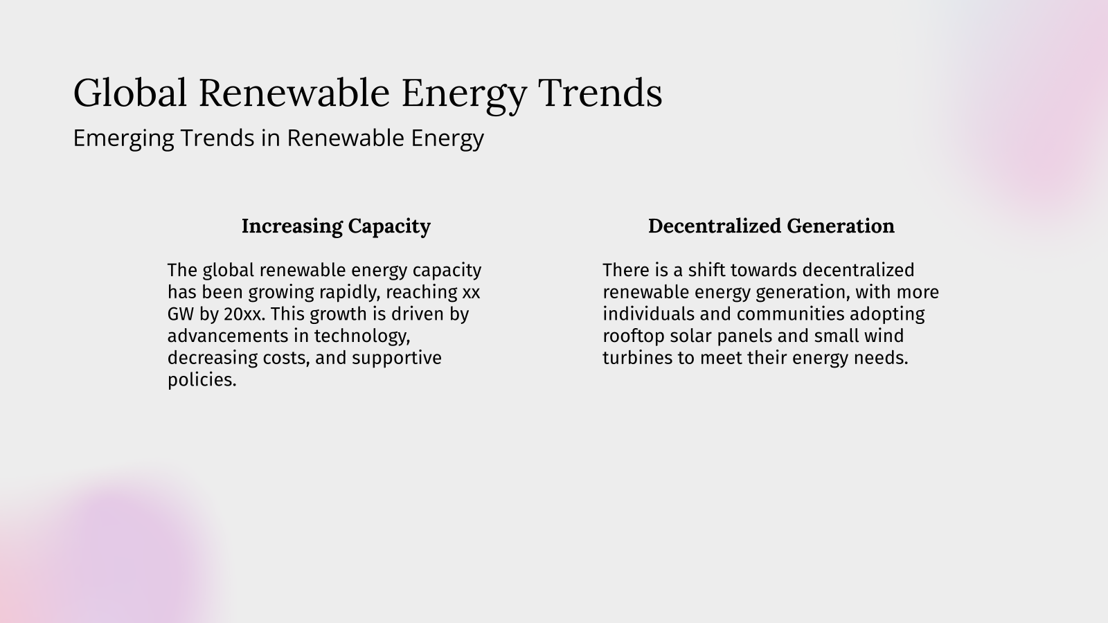 Global Renewable Energy Trends