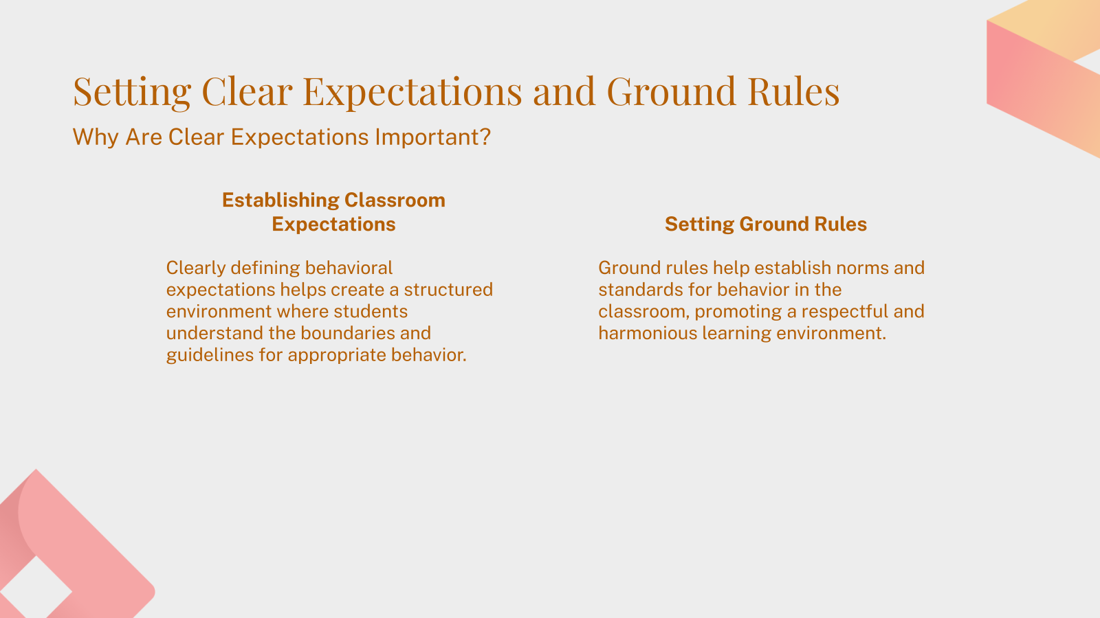 Setting Clear Expectations and Ground Rules