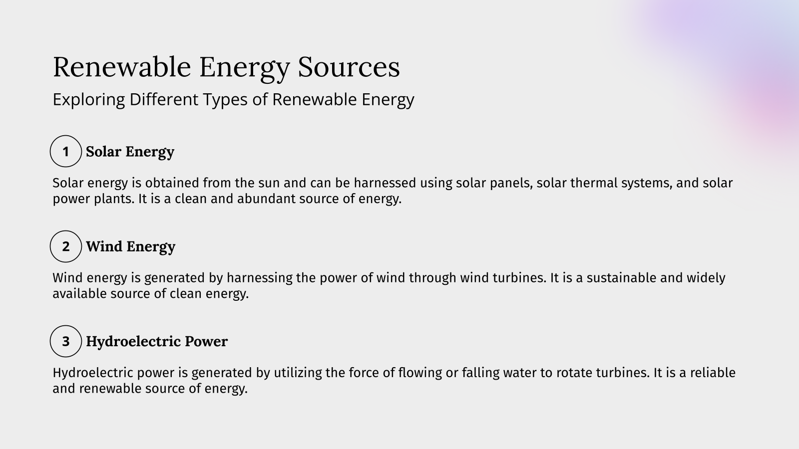 Renewable Energy Sources