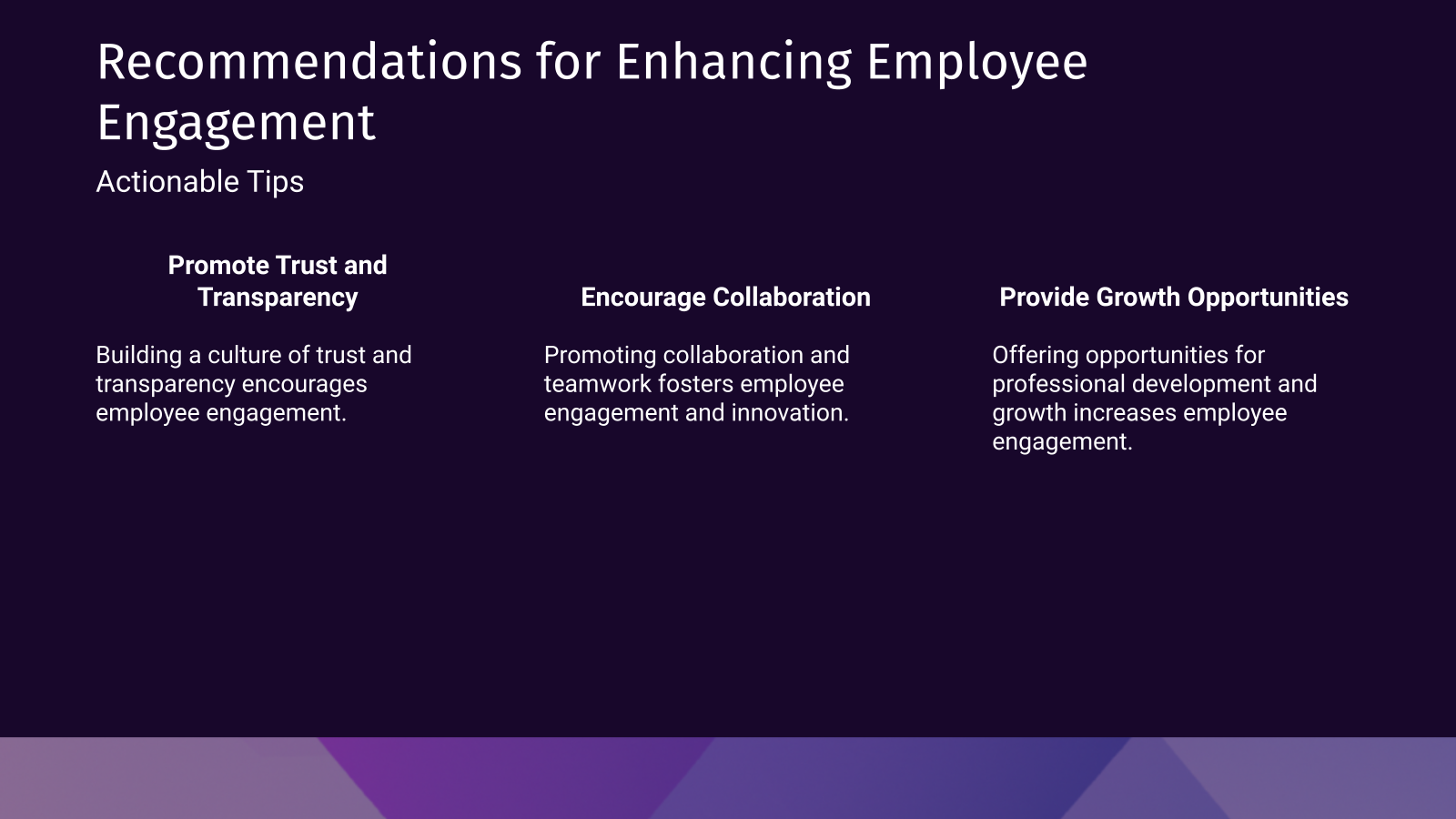 Recommendations for Enhancing Employee Engagement