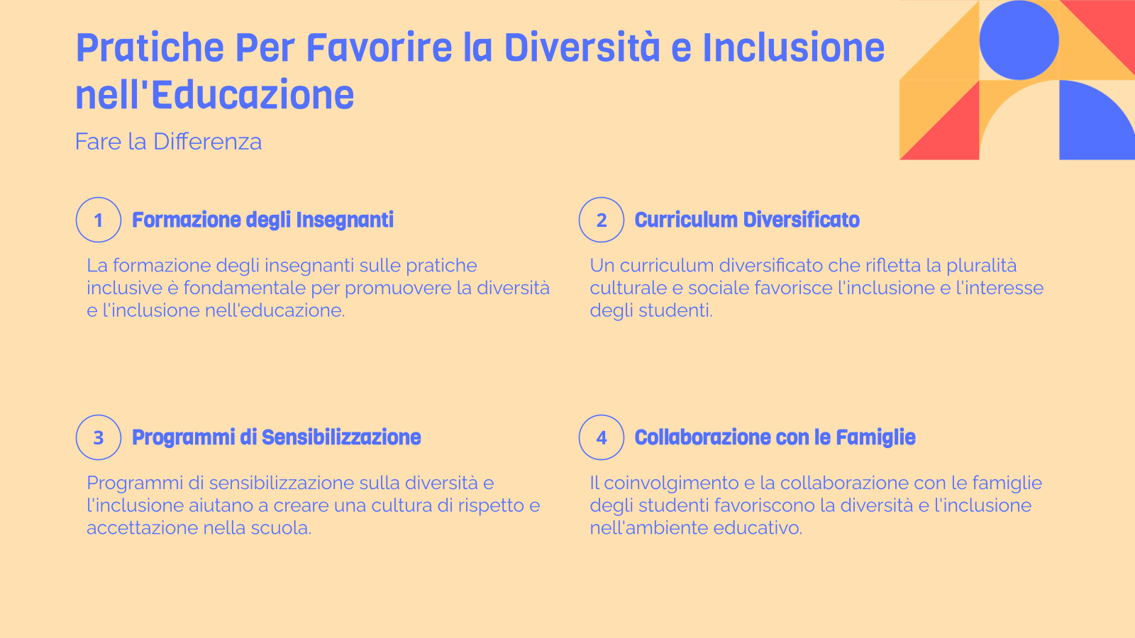 Pratiche Per Favorire la Diversità e Inclusione nell'Educazione