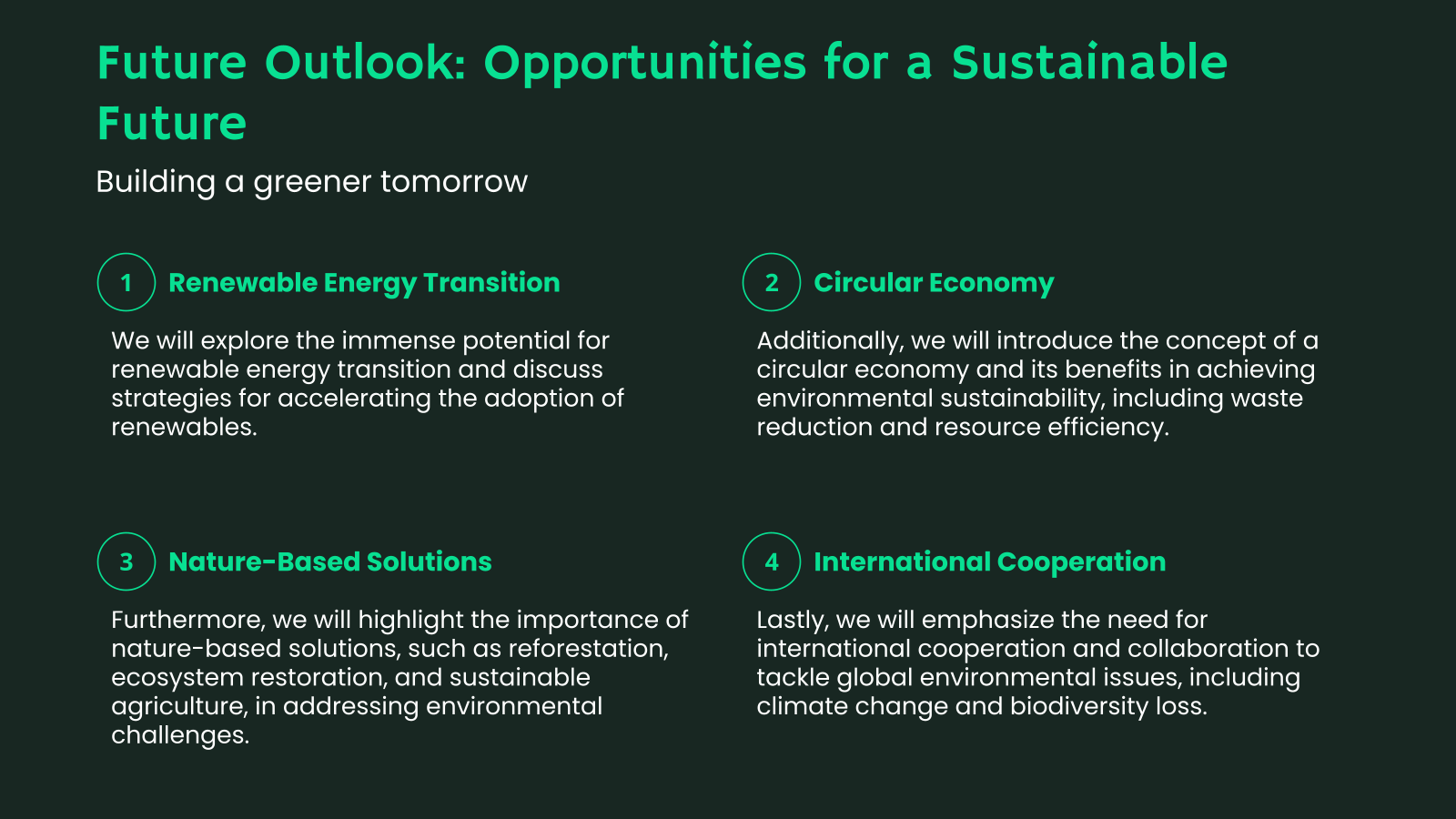 Future Outlook: Opportunities for a Sustainable Future