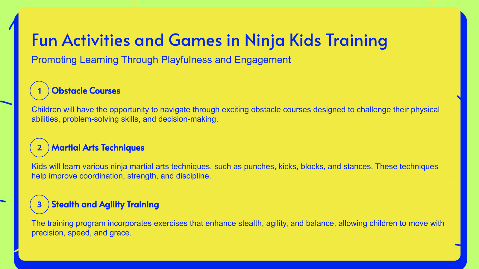 Fun Activities and Games in Ninja Kids Training
