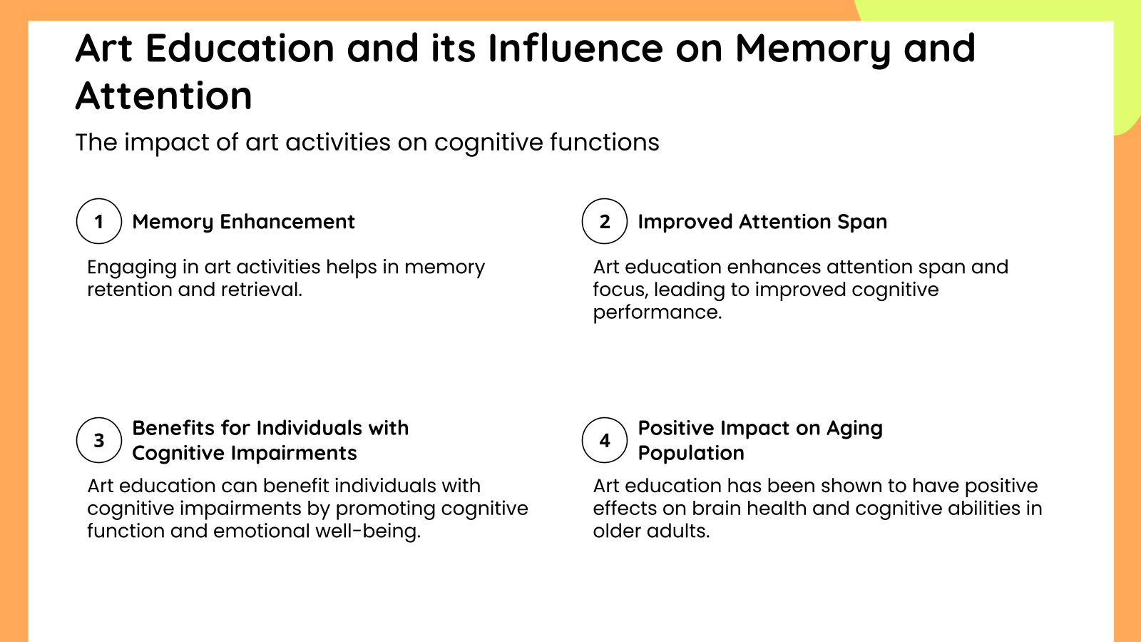 Art Education and its Influence on Memory and Attention