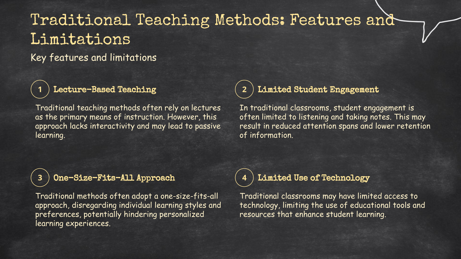 Traditional Teaching Methods: Features and Limitations