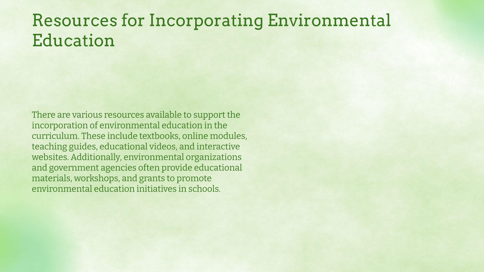 Resources for Incorporating Environmental Education