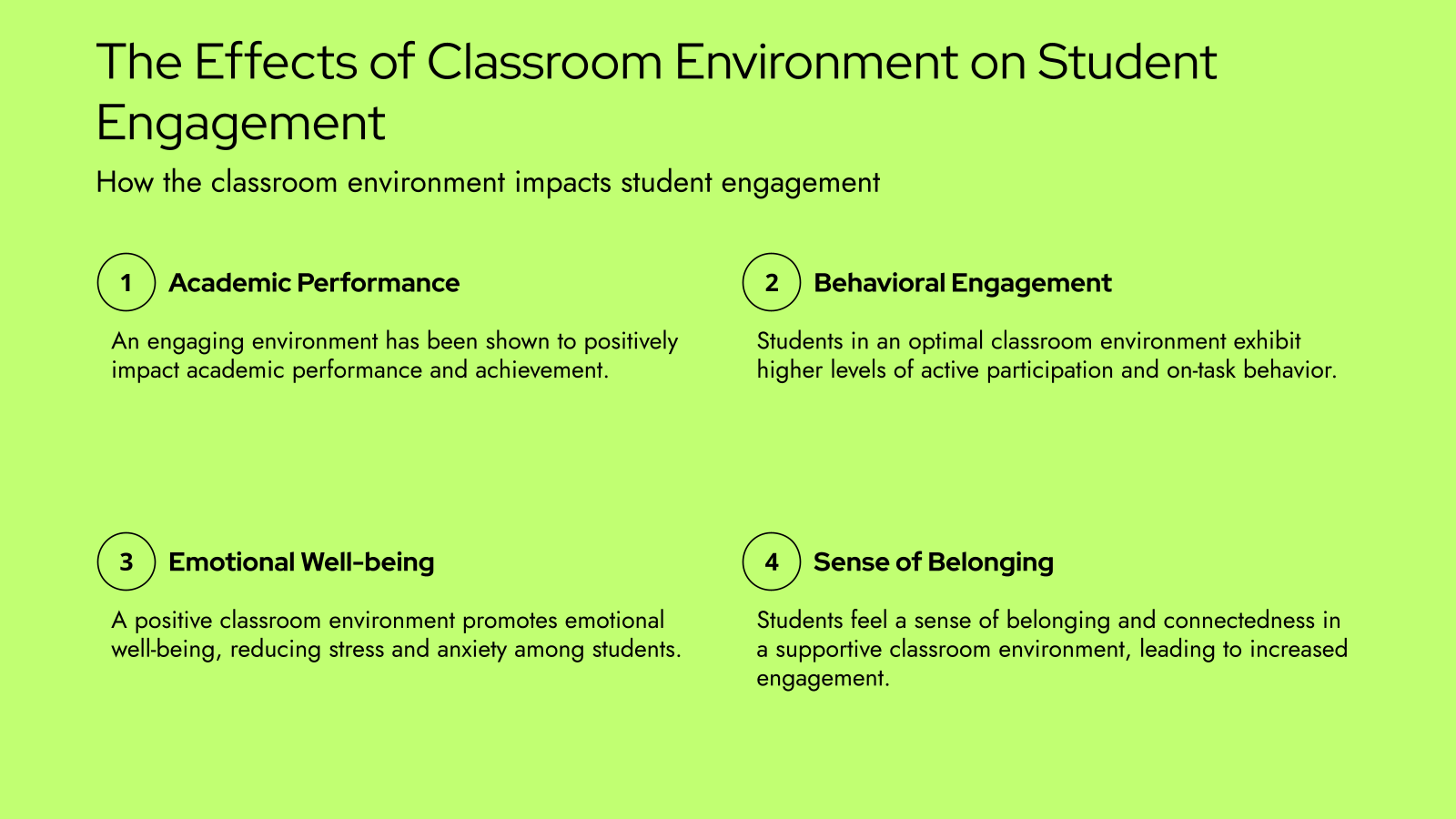 The Effects of Classroom Environment on Student Engagement