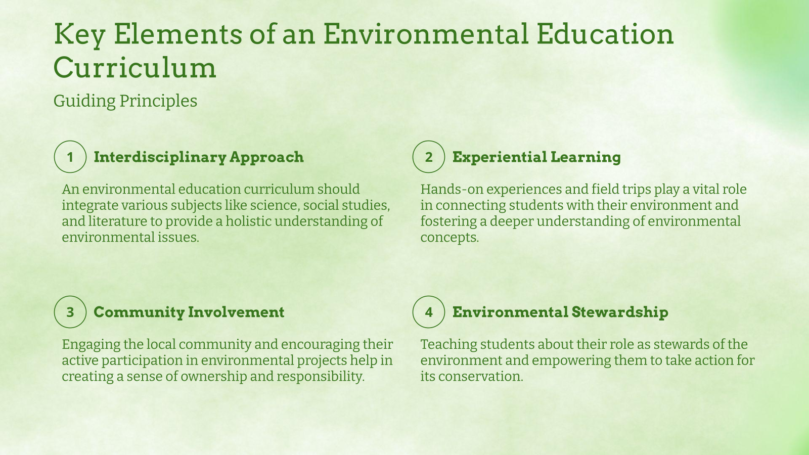 Key Elements of an Environmental Education Curriculum