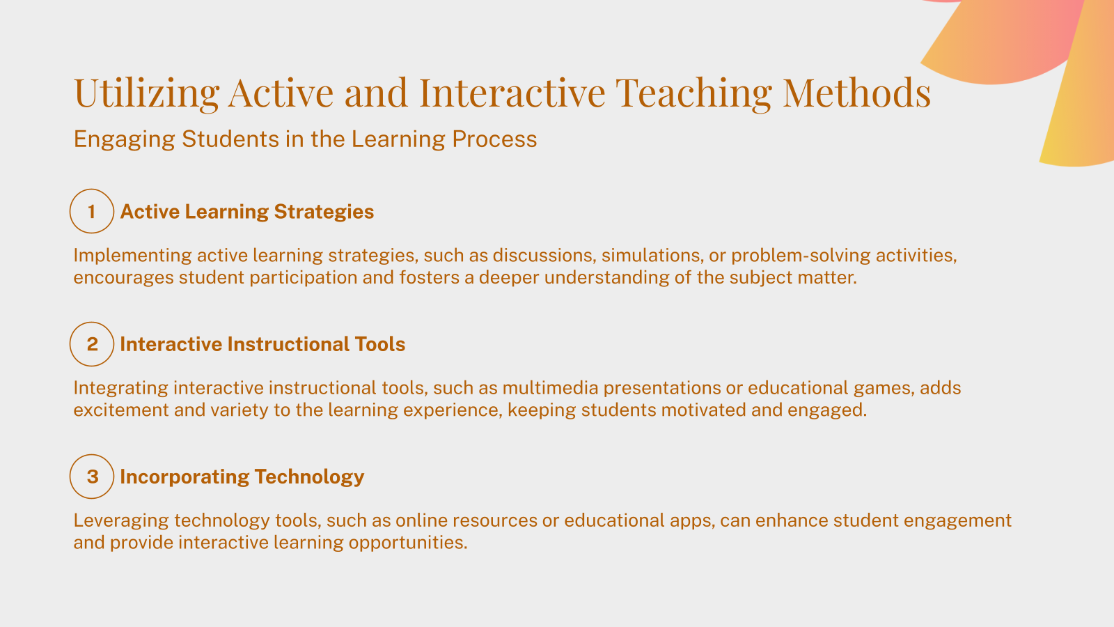 Utilizing Active and Interactive Teaching Methods