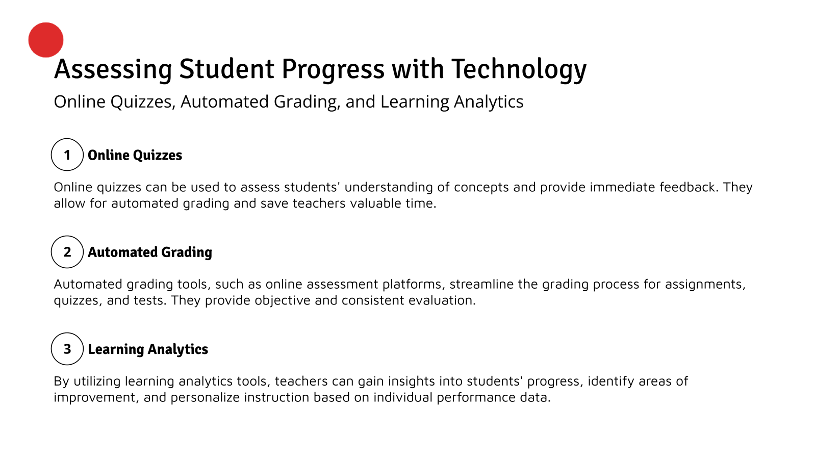Assessing Student Progress with Technology