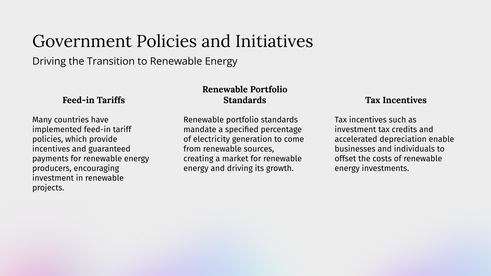 Government Policies and Initiatives
