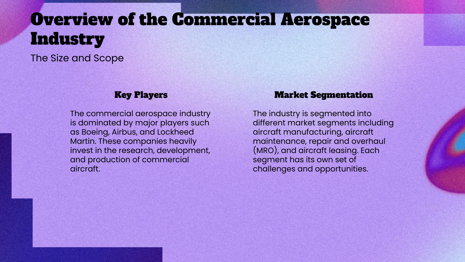 Overview of the Commercial Aerospace Industry