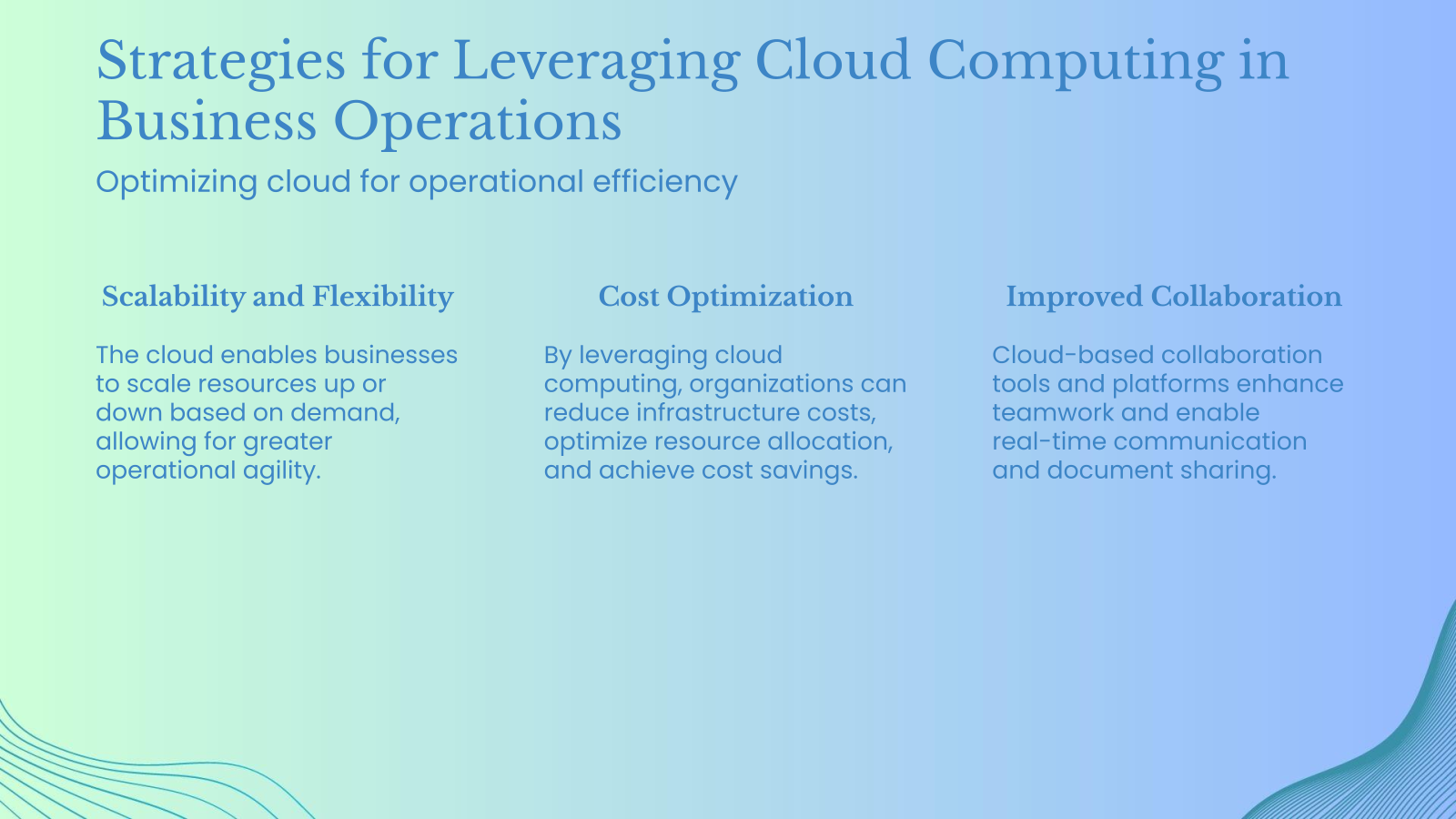 Strategies for Leveraging Cloud Computing in Business Operations