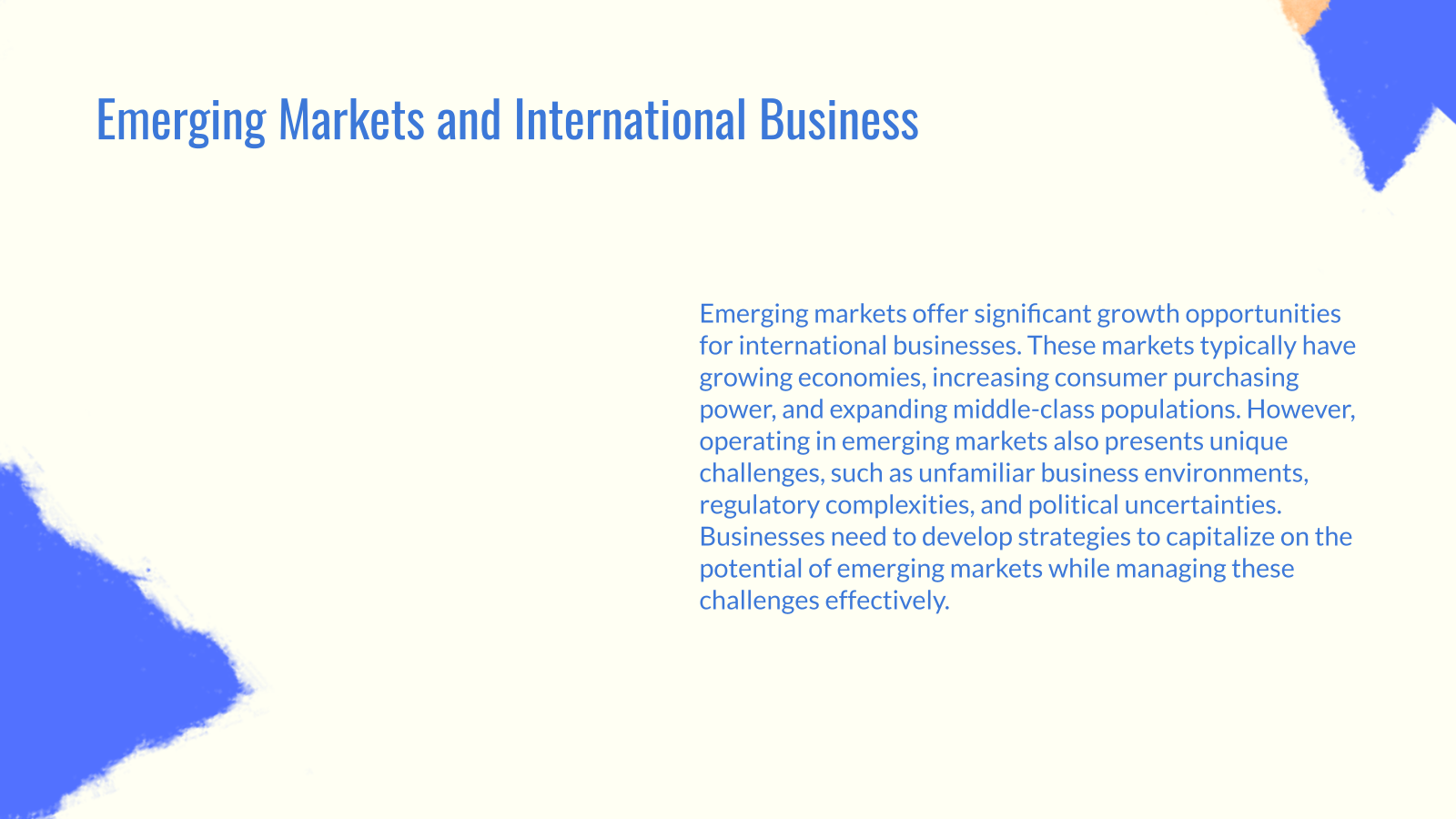 Emerging Markets and International Business