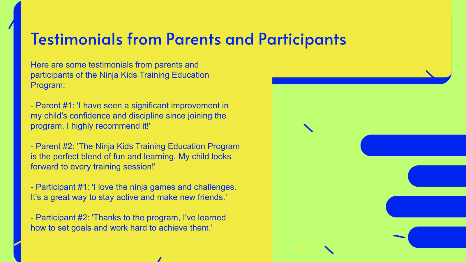 Testimonials from Parents and Participants