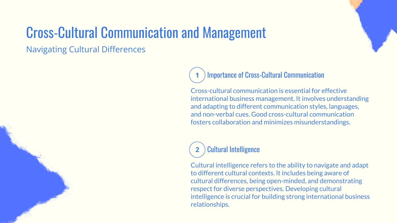 Cross-Cultural Communication and Management