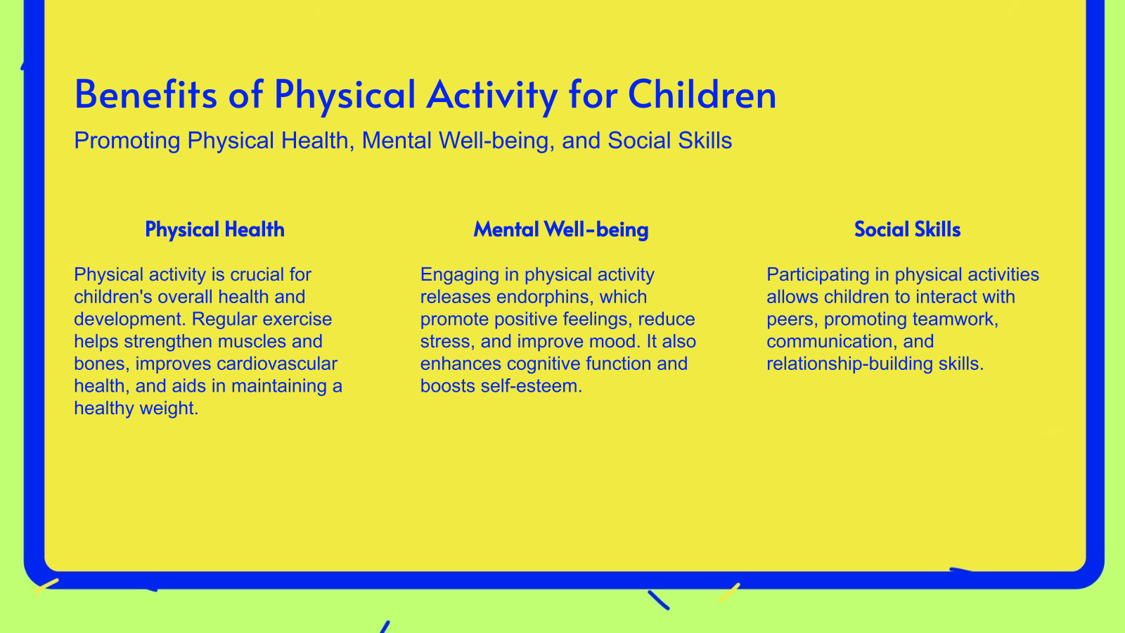 Benefits of Physical Activity for Children