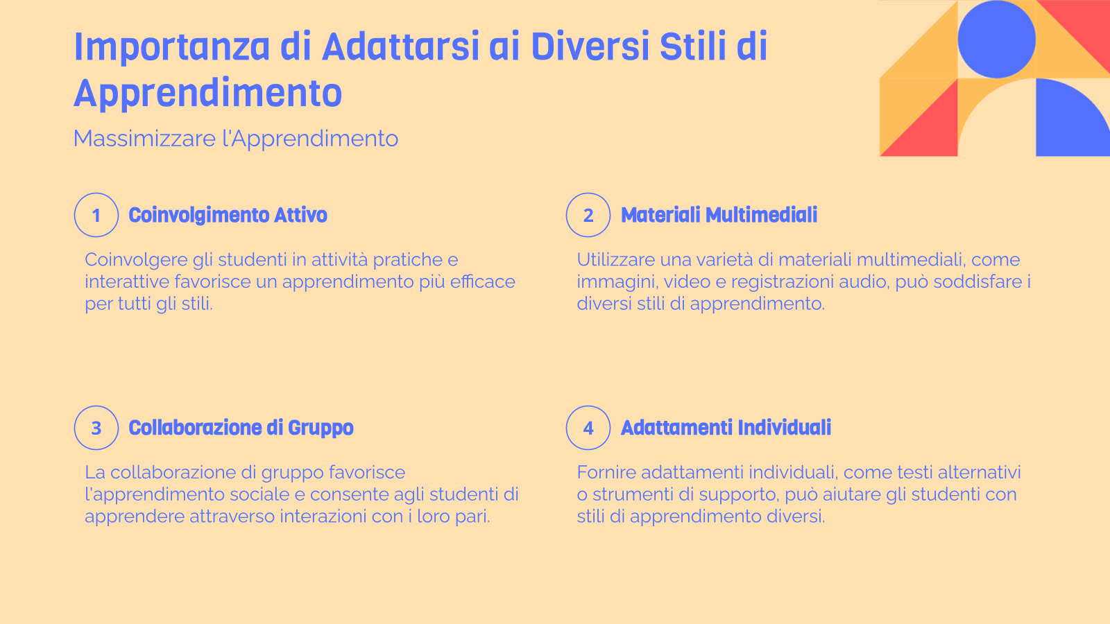 Importanza di Adattarsi ai Diversi Stili di Apprendimento