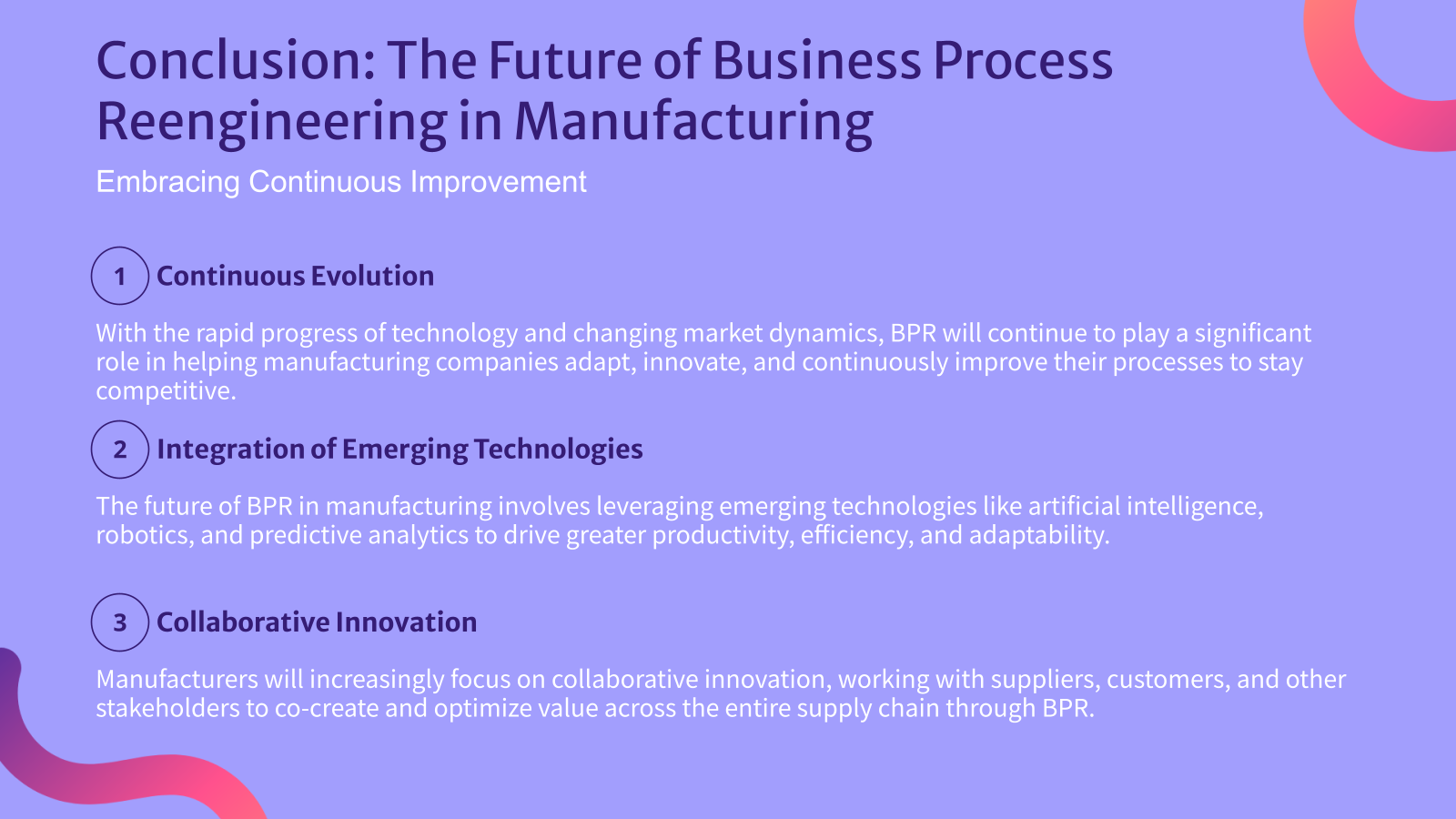 Conclusion: The Future of Business Process Reengineering in Manufacturing