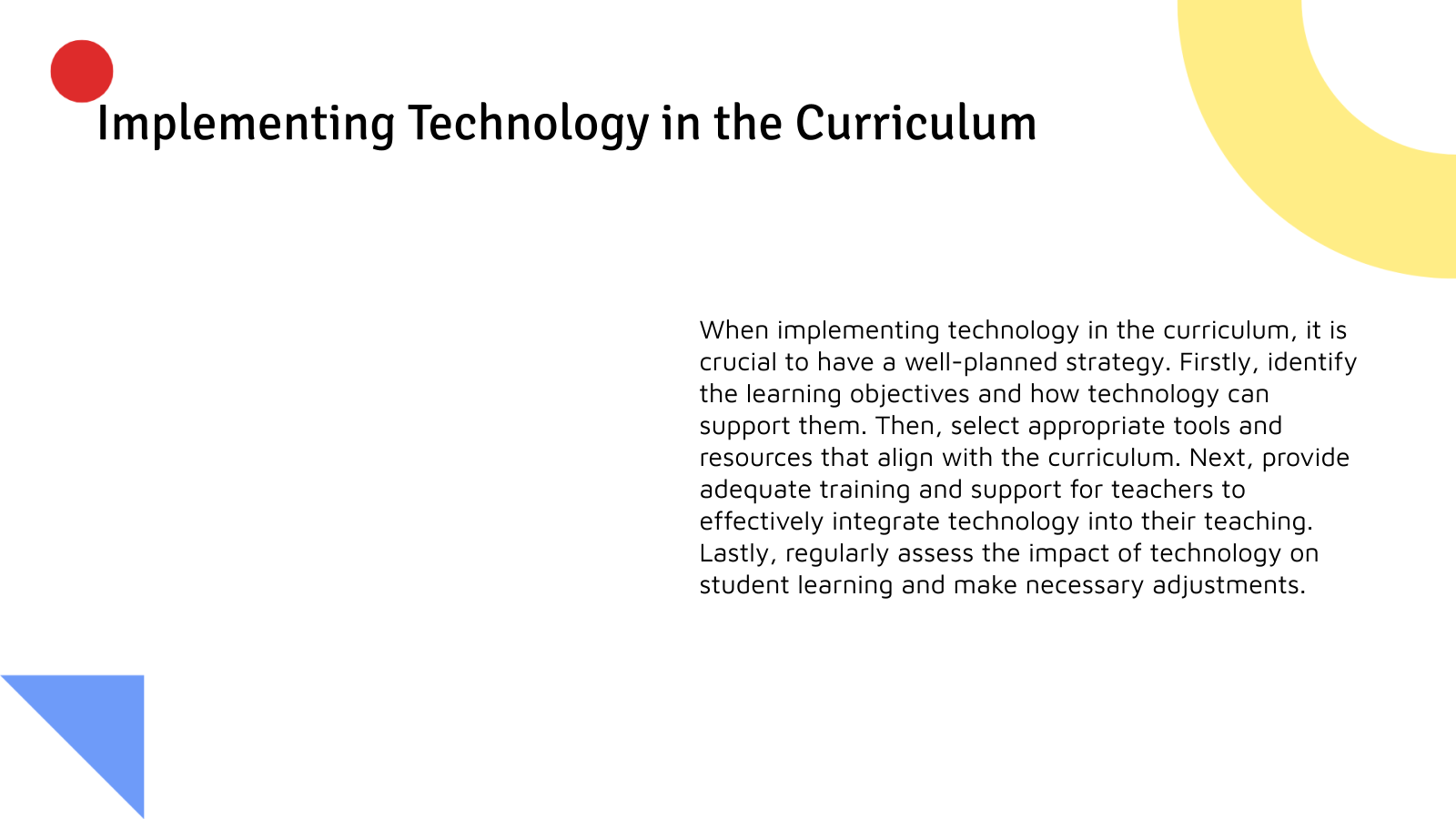 Implementing Technology in the Curriculum