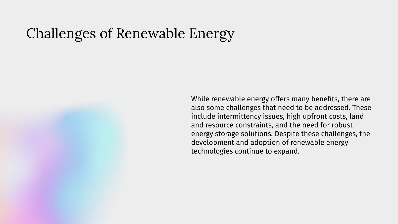 Challenges of Renewable Energy