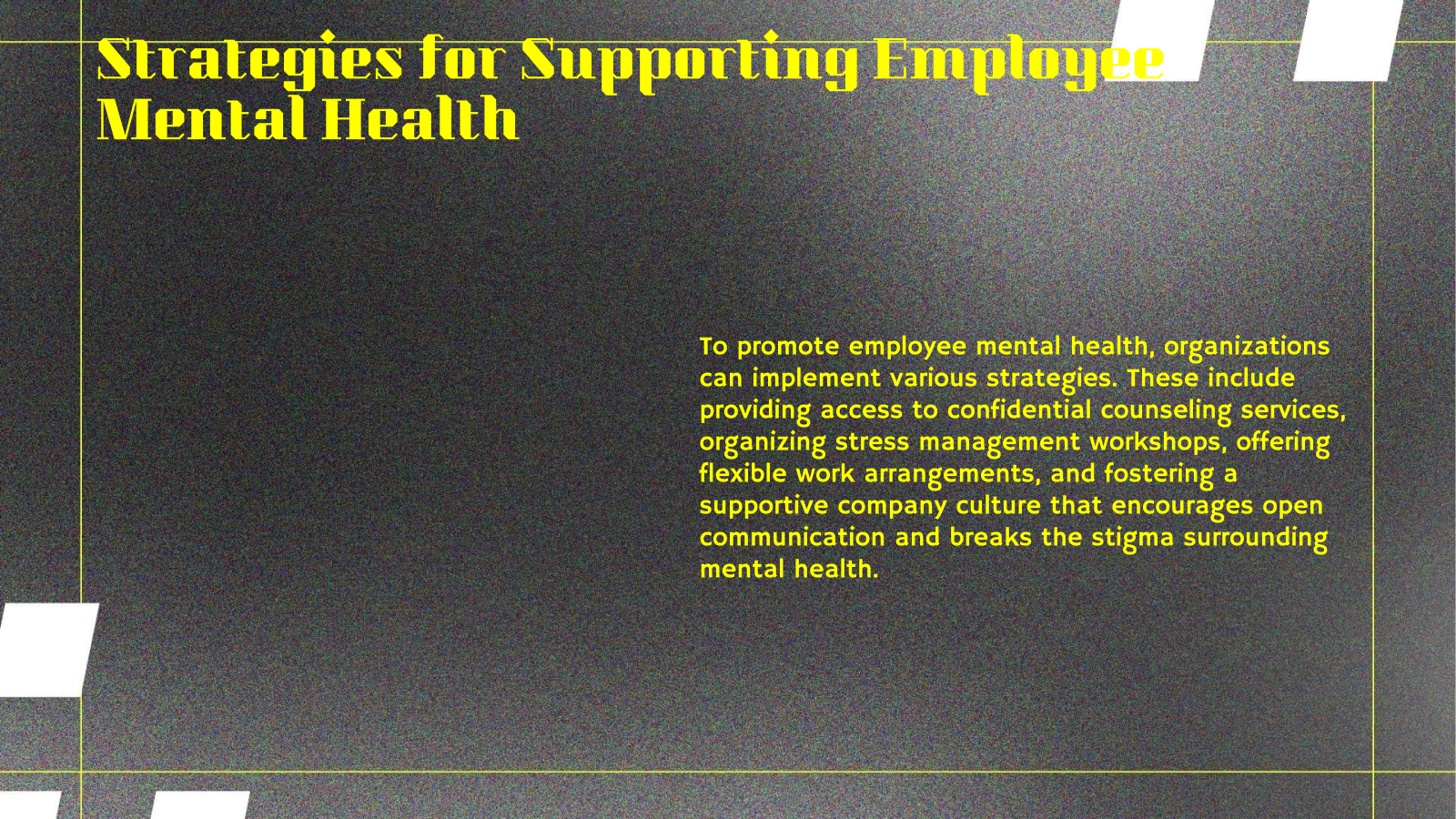 Strategies for Supporting Employee Mental Health