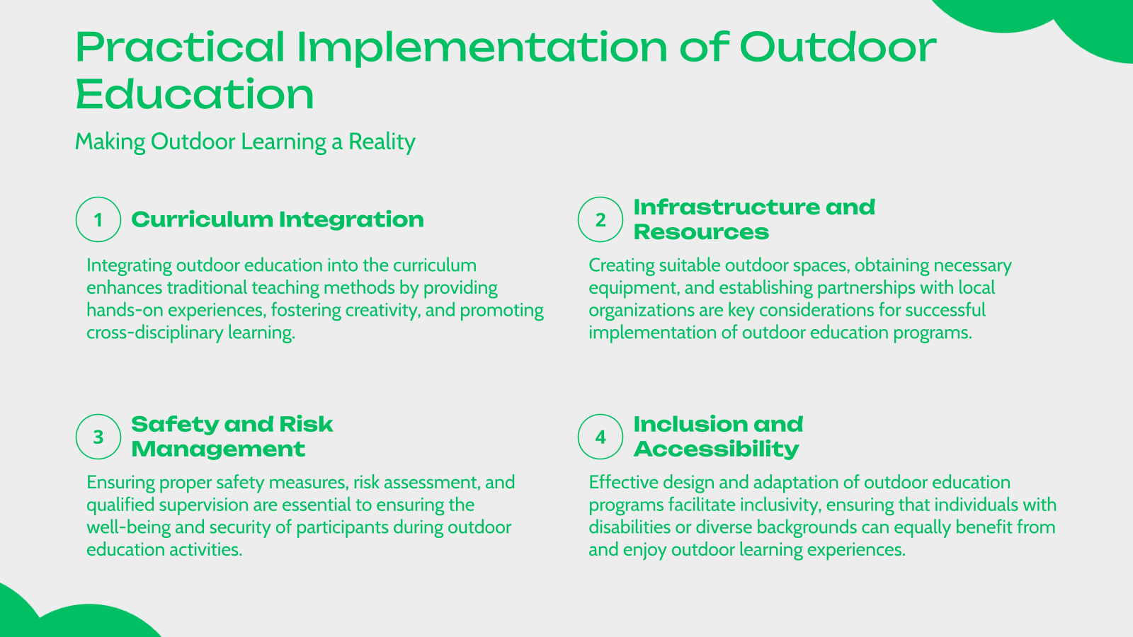 Practical Implementation of Outdoor Education