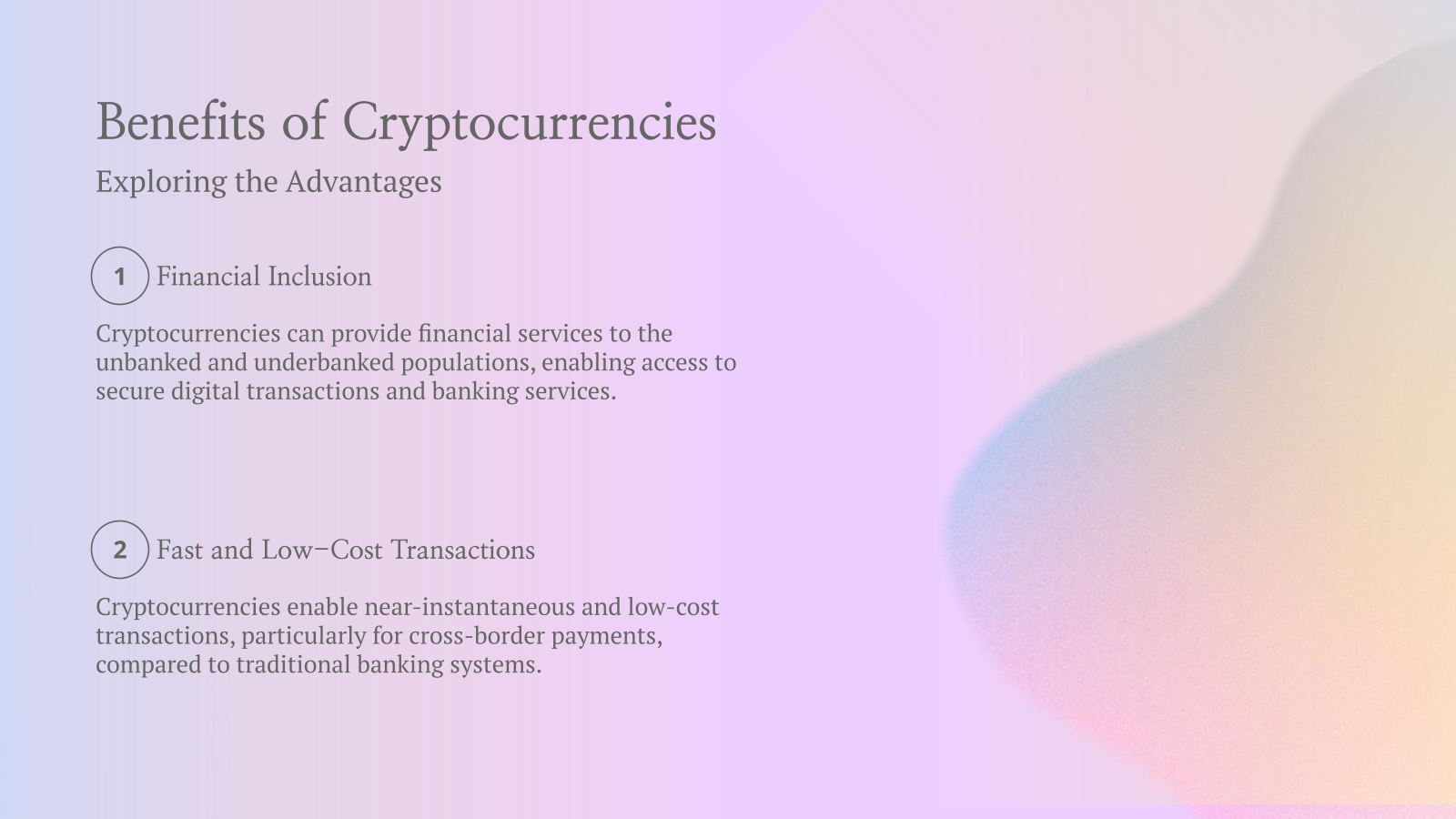 Benefits of Cryptocurrencies