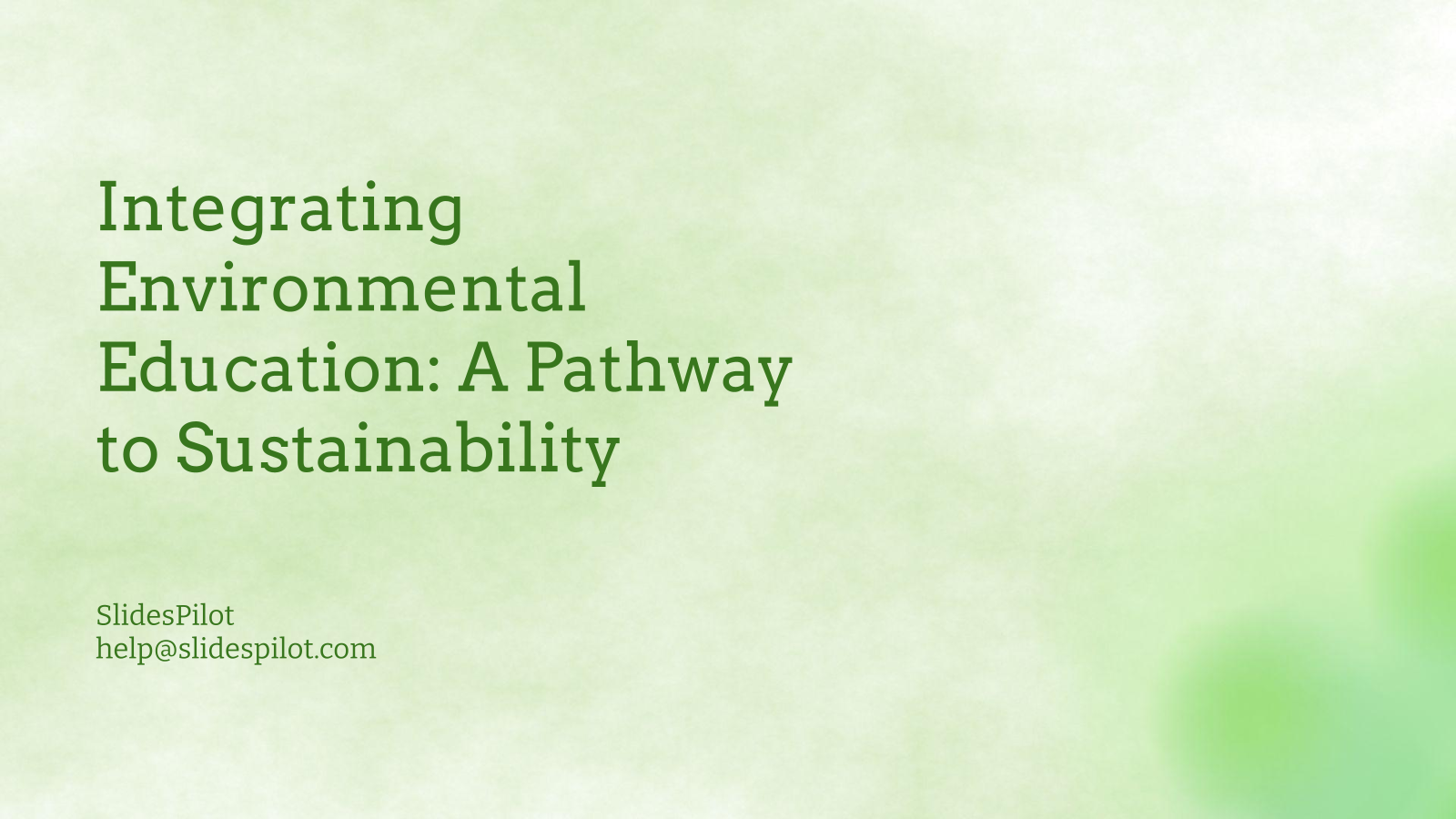 Integrating Environmental Education: A Pathway to Sustainability