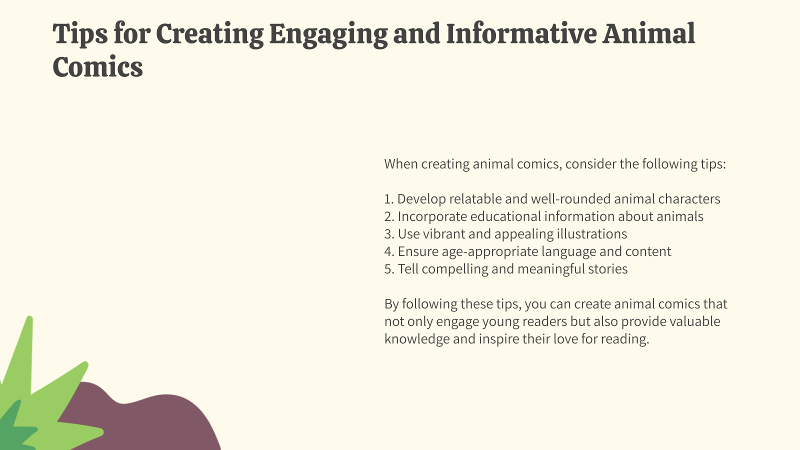 Tips for Creating Engaging and Informative Animal Comics