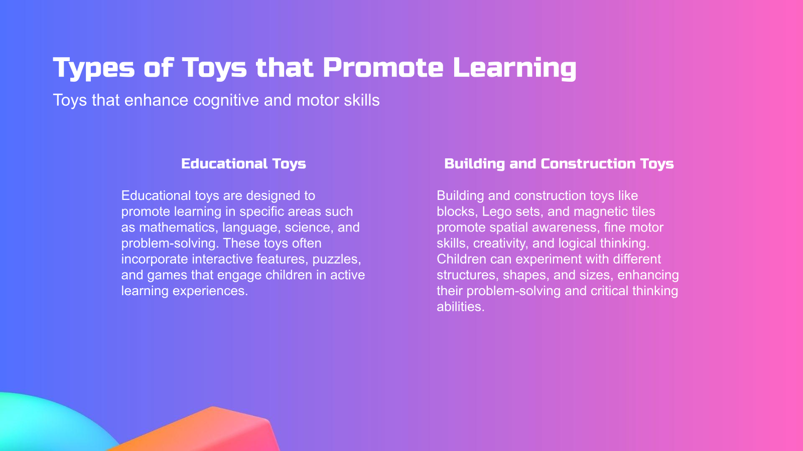 Types of Toys that Promote Learning