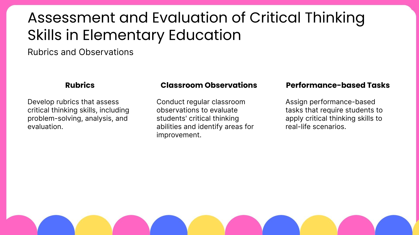Assessment and Evaluation of Critical Thinking Skills in Elementary Education