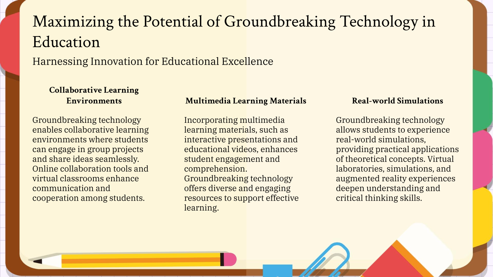 Maximizing the Potential of Groundbreaking Technology in Education