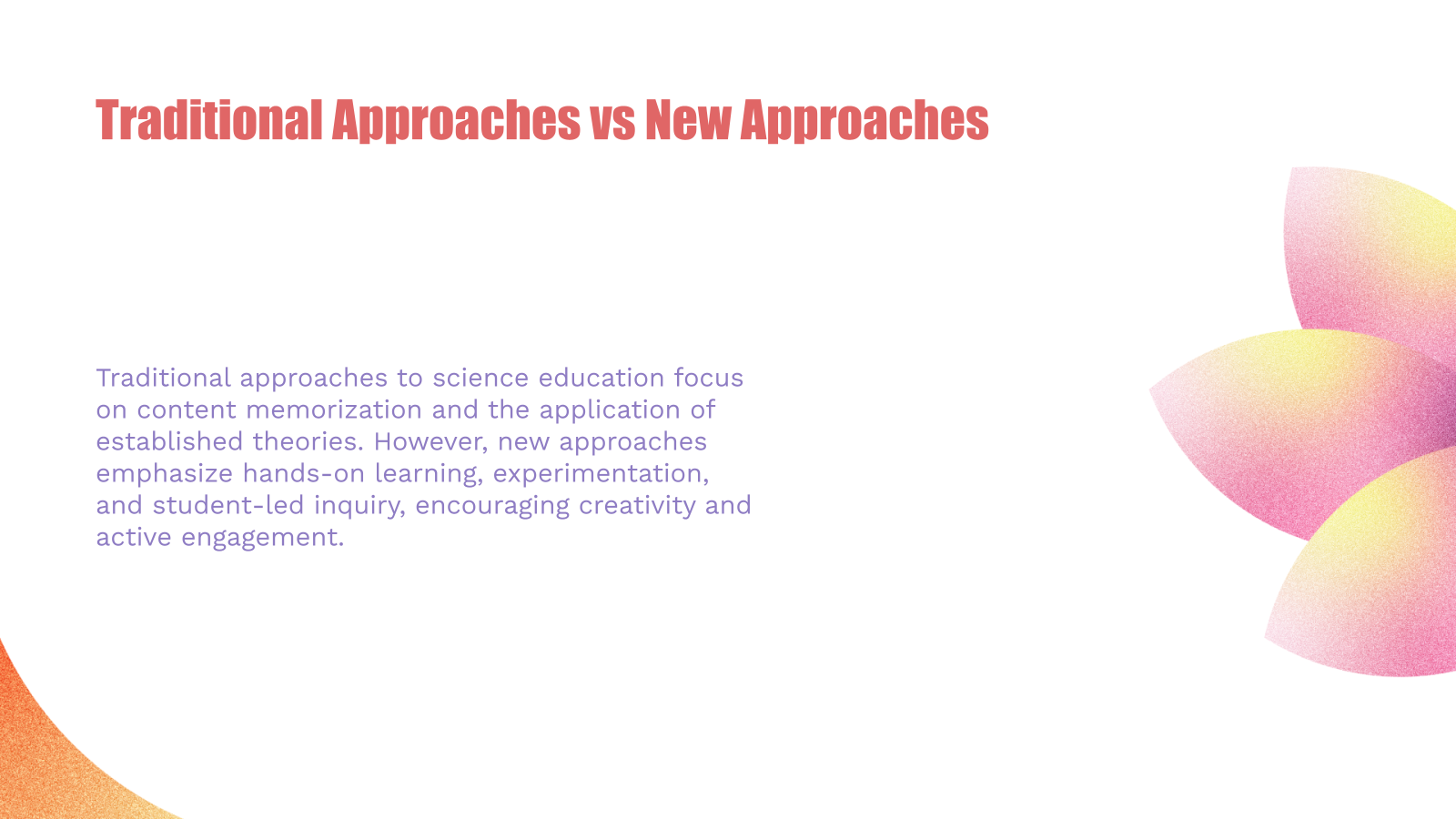 Traditional Approaches vs New Approaches