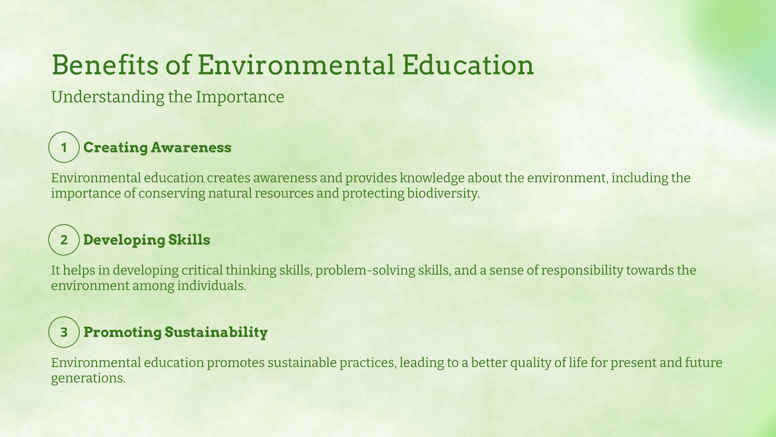 Benefits of Environmental Education