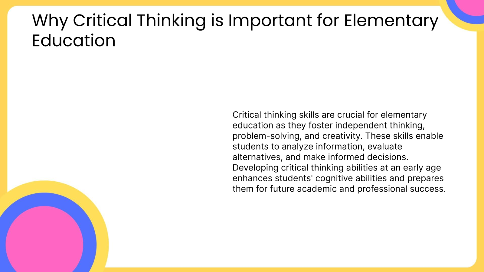 Why Critical Thinking is Important for Elementary Education