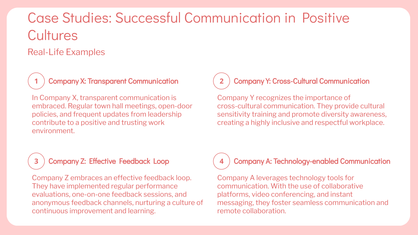 Case Studies: Successful Communication in Positive Cultures